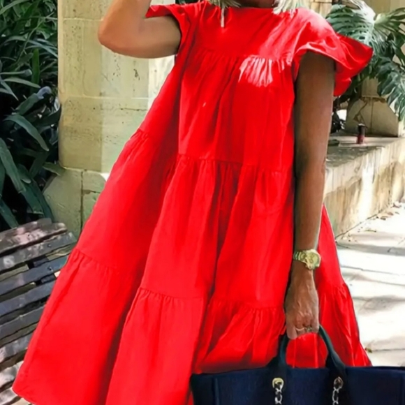 Dresses & Skirts - NEW Baby Doll dress Ruffle sleeves RED L👀K Size XXL / 14 Babydoll